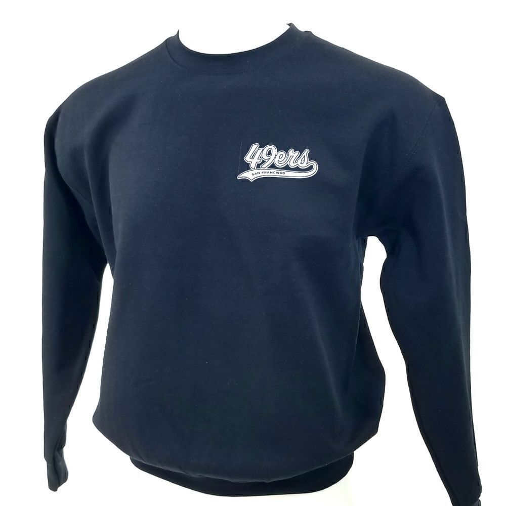 SAN FRANCISCO 49ERS Double Script Retro Logo BLACK Pullover Crewneck, Sweatshirt - Picture 3 of 6